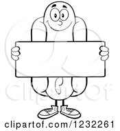 Poster, Art Print Of Black And White Hot Dog Mascot Holding A Sign