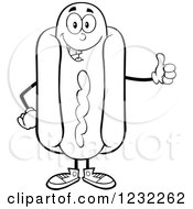 Poster, Art Print Of Black And White Hot Dog Mascot Holding A Thumb Up