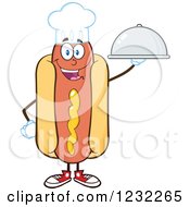 Poster, Art Print Of Chef Hot Dog Mascot With A Platter