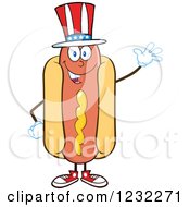 Poster, Art Print Of Waving American Hot Dog Mascot