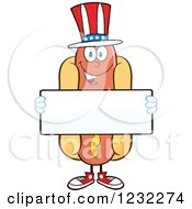 Poster, Art Print Of American Hot Dog Mascot Holding A Sign