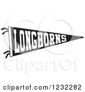 Clipart Of A Black And White Longhorns Team Pennant Flag Royalty Free Vector Illustration
