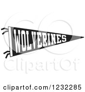 Black And White Wolverines Team Pennant Flag