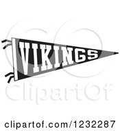 Clipart Of A Black And White Vikings Team Pennant Flag Royalty Free Vector Illustration by Johnny Sajem