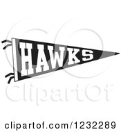 Clipart Of A Black And White Hawks Team Pennant Flag Royalty Free Vector Illustration