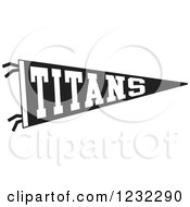 Clipart Of A Black And White Titans Team Pennant Flag Royalty Free Vector Illustration