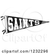 Clipart Of A Black And White Saints Team Pennant Flag Royalty Free Vector Illustration