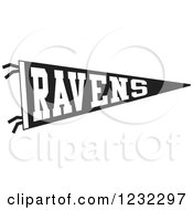Clipart Of A Black And White Ravens Team Pennant Flag Royalty Free Vector Illustration