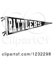 Clipart Of A Black And White Rattlers Team Pennant Flag Royalty Free Vector Illustration by Johnny Sajem
