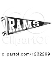 Clipart Of A Black And White Rams Team Pennant Flag Royalty Free Vector Illustration by Johnny Sajem