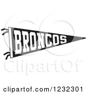 Clipart Of A Black And White Broncos Team Pennant Flag Royalty Free Vector Illustration