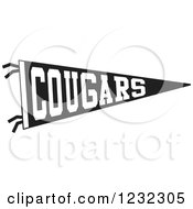 Clipart Of A Black And White Cougars Team Pennant Flag Royalty Free Vector Illustration by Johnny Sajem