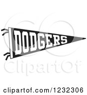 Clipart Of A Black And White Dodgers Team Pennant Flag Royalty Free Vector Illustration by Johnny Sajem