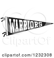 Clipart Of A Black And White Warriors Team Pennant Flag Royalty Free Vector Illustration by Johnny Sajem