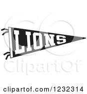 Poster, Art Print Of Black And White Lions Team Pennant Flag