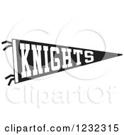 Clipart Of A Black And White Knights Team Pennant Flag Royalty Free Vector Illustration by Johnny Sajem
