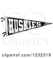 Clipart Of A Black And White Huskies Team Pennant Flag Royalty Free Vector Illustration by Johnny Sajem