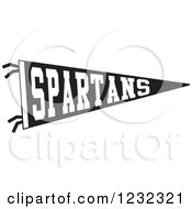 Clipart Of A Black And White Spartans Team Pennant Flag Royalty Free Vector Illustration by Johnny Sajem