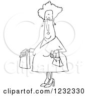 Black And White Senior Woman With A Paper Bag