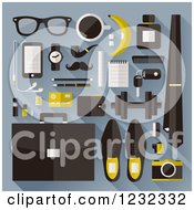 Poster, Art Print Of Business Man Items Including Accessories And Tools On Blue