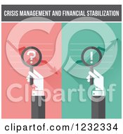Clipart Of Crisis Management And Financial Stabilization Hands With Magnifying Glasses Royalty Free Vector Illustration