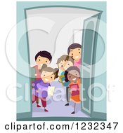Poster, Art Print Of Diverse Group Of Students Welcoming At A Door For A Study Group