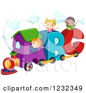 Poster, Art Print Of Happy Diverse Kids Playing On An Abc Train