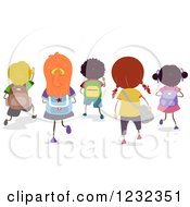 Poster, Art Print Of Rear View Of Diverse School Children Walking