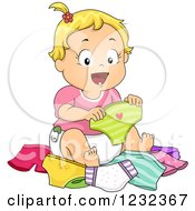 Poster, Art Print Of Caucasian Toddler Girl Choosing A Pair Of Underwear
