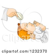 Clipart Of A Caucasian Toddler Girl Being Baptized Royalty Free Vector Illustration