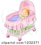 Caucasian Toddler Girl Sleeping In A Bassinet