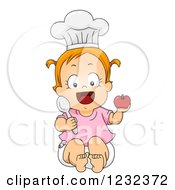 Clipart Of A Caucasian Toddler Girl Pretending To Be A Chef Royalty Free Vector Illustration