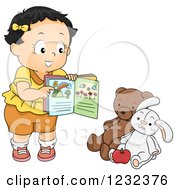 Poster, Art Print Of Caucasian Toddler Girl Teaching Her Stuffed Animals