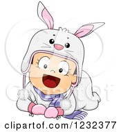 Caucasian Toddler Girl In A Bunny Winter Hat