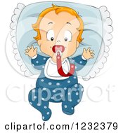 Caucasian Toddler Boy With A Pacifier And Pillow