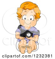 Poster, Art Print Of Caucasian Toddler Boy Pretending To Be A Photographer