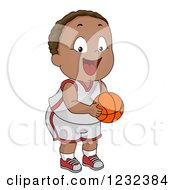 Poster, Art Print Of Black Toddler Boy Pretending To Be A Basketball Player