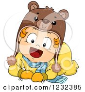 Poster, Art Print Of Caucasian Toddler Girl Wearing Winter Cothes And A Bear Hat