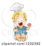 Clipart Of A Caucasian Toddler Boy Pretending To Be A Chef Royalty Free Vector Illustration by BNP Design Studio