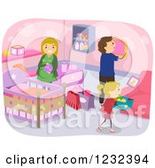 Poster, Art Print Of Girl Helping Her Parents Decorate A Baby Nursery