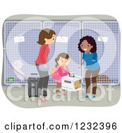 Poster, Art Print Of Girl And Mother Ready To Travel Dropping Their Cat Off At A Kennel