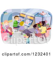 Poster, Art Print Of Busy Arcade With Parents And Children