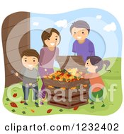 Poster, Art Print Of Happy Family Raking And Composting Leaves