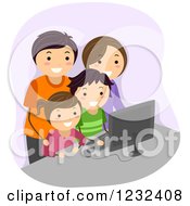 Poster, Art Print Of Happy Family Using A Computer Together