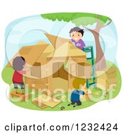 Poster, Art Print Of Diverse Boys Building A Play House