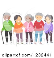 Clipart Of A Diverse Group Of Elderly Friends Royalty Free Vector Illustration