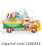 Poster, Art Print Of Easter Bunny Driving A Truck Full Of Eggs