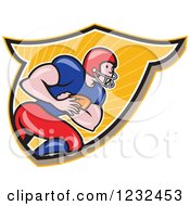 Poster, Art Print Of Profiled Gridiron American Football Player Running With The Ball In A Shield