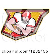 Poster, Art Print Of Gridiron American Football Player Running With The Ball In A Shield