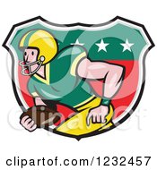 Poster, Art Print Of Gridiron American Football Player Running In A Shield